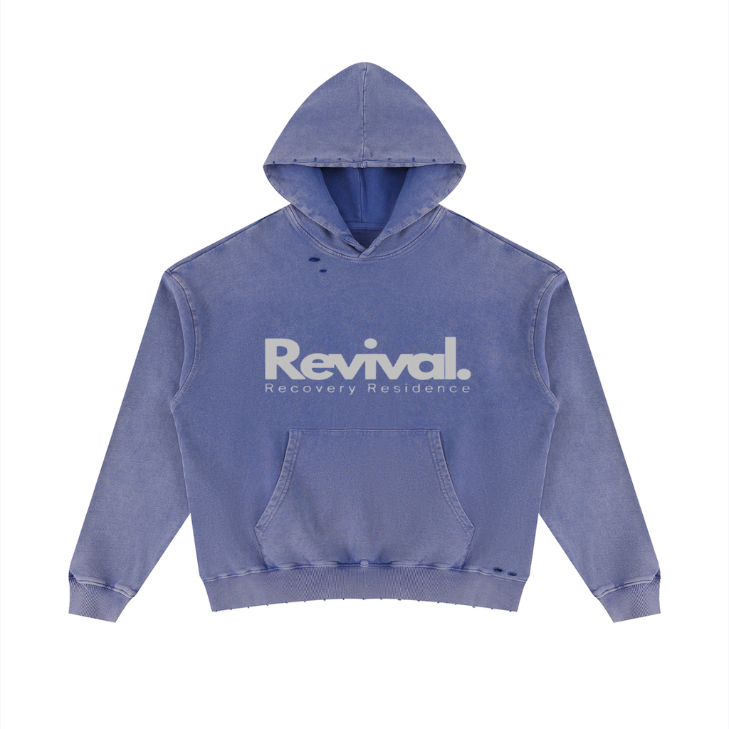 Unisex Mineral Wash Distressed Hoodie
