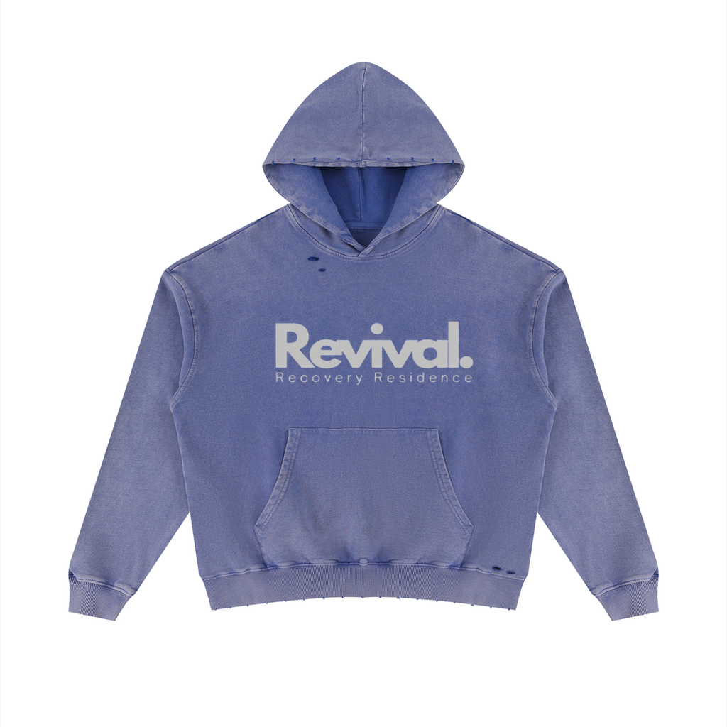Unisex Mineral Wash Distressed Hoodie