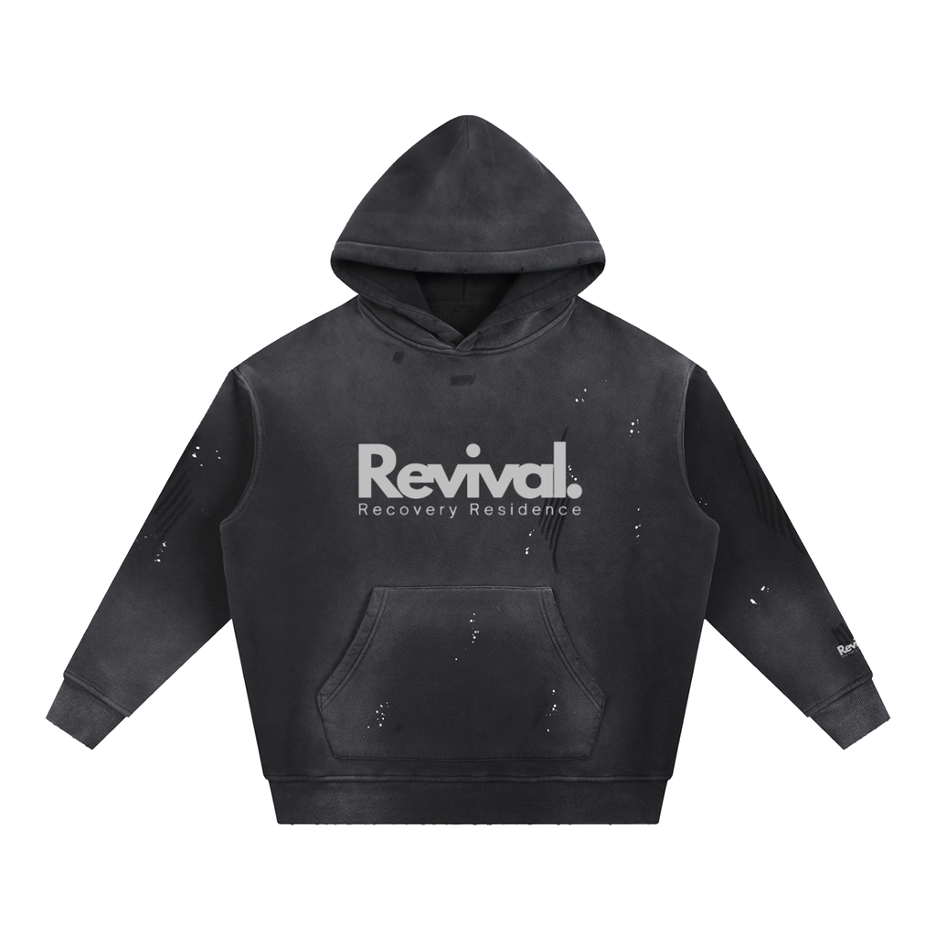 Vintage Washed Frayed Fleece Hoodie