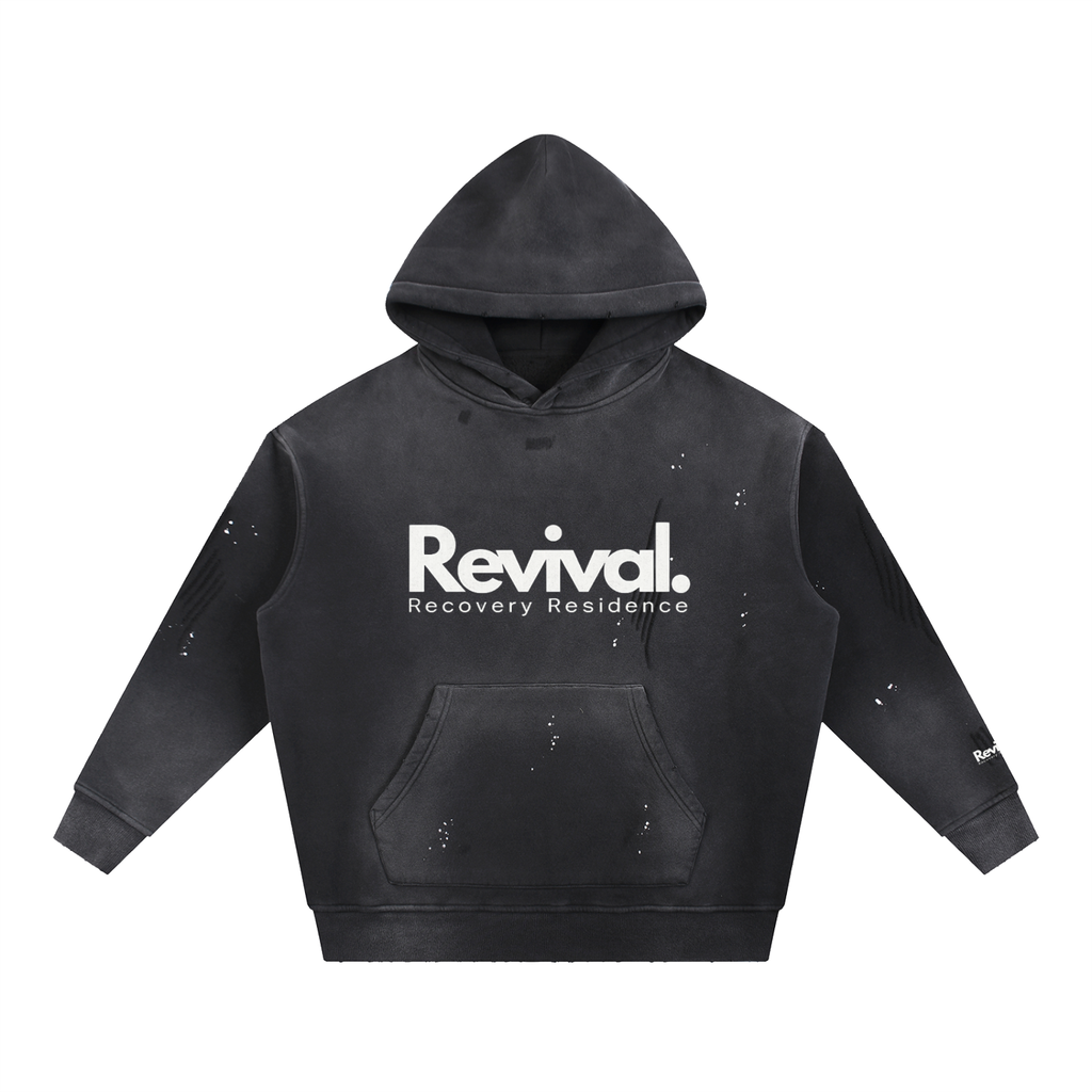 Vintage Washed Frayed Fleece Hoodie