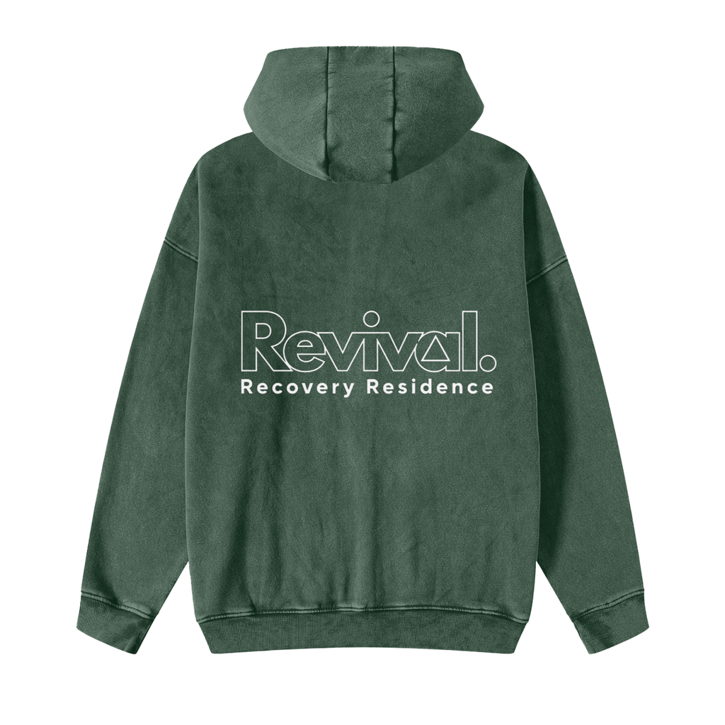 Snow Washed Zip-Through Fleece Hoodie