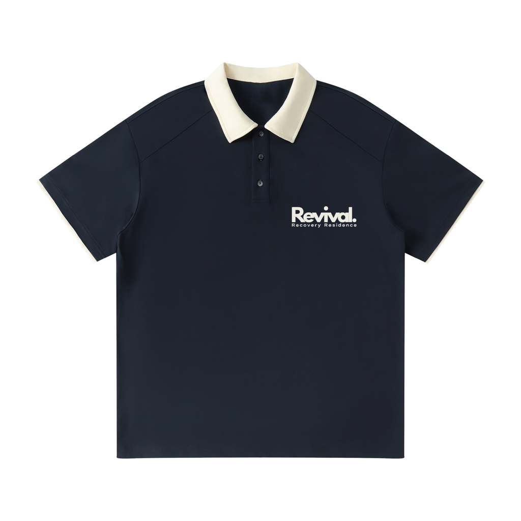 Contrast Collar Raglan Polo Shirt